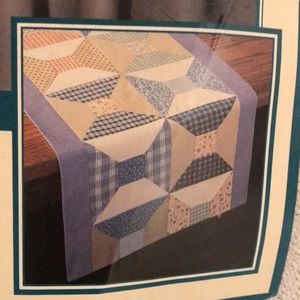 Patchwork Table Runner Blue Green Spool Pattern